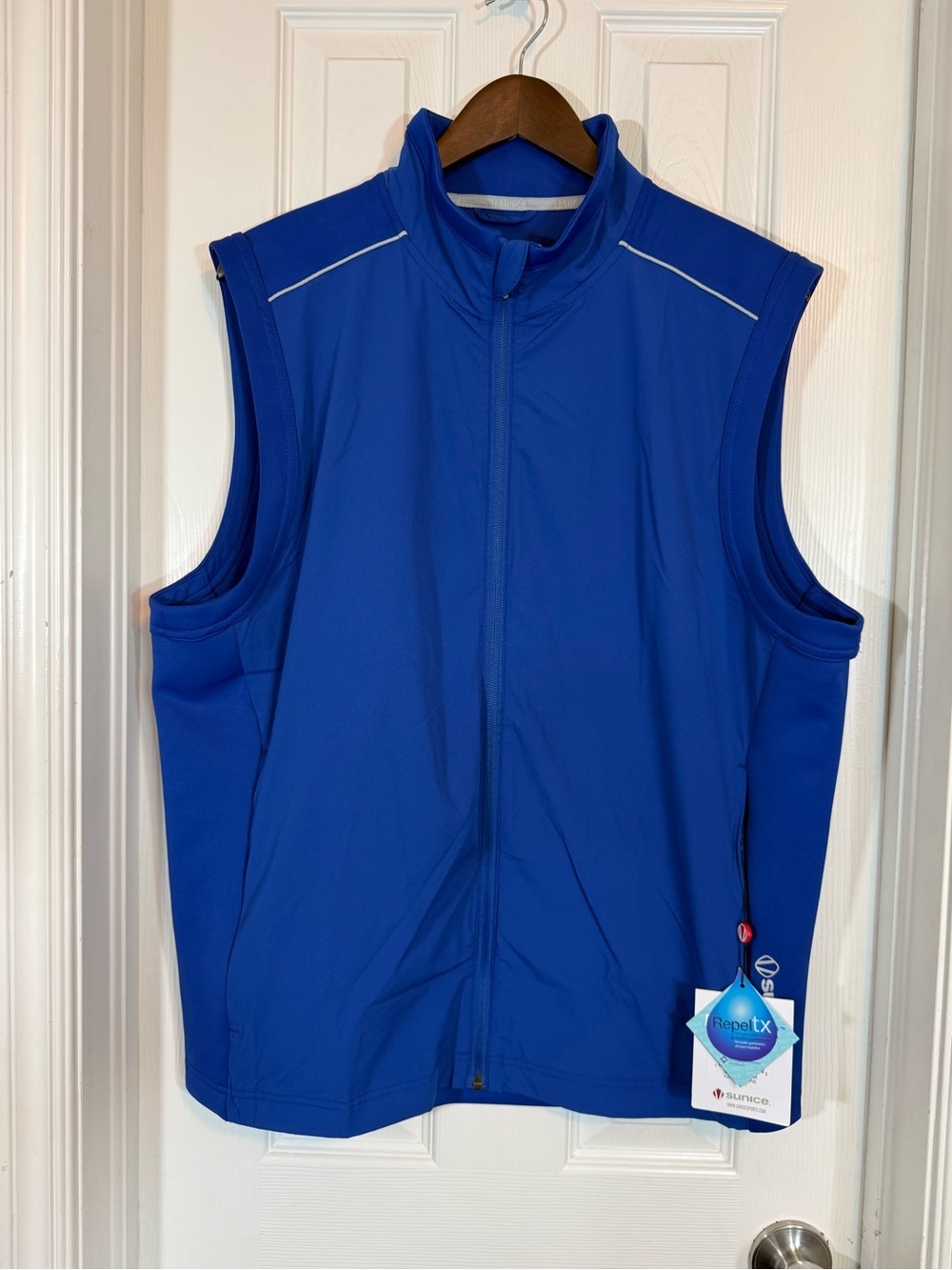 NWT Sunice RepelTX Full Zip Golf Vest Blue Size Large